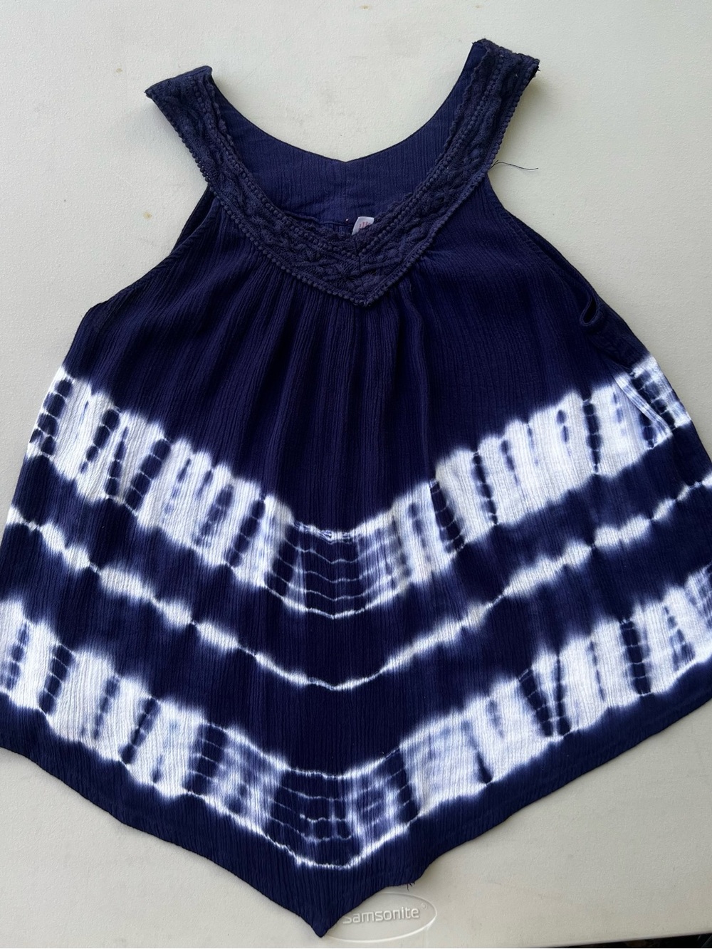 Justice Navy and White Tie-Dye Tank Dress